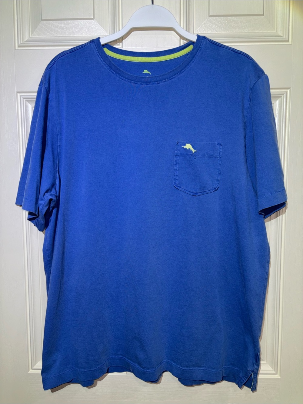 Tommy Bahama Blue Short-Sleeve Pocket Tee with Lime Accent